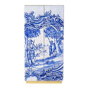 轻奢手绘青花瓷边柜别墅豪宅高级感设计师款艺术时尚储物柜收纳柜
