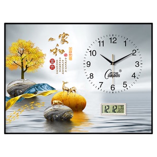 康巴丝轻奢电表箱装饰画简约带挂钟表万年历遮挡配电箱电子钟挂画