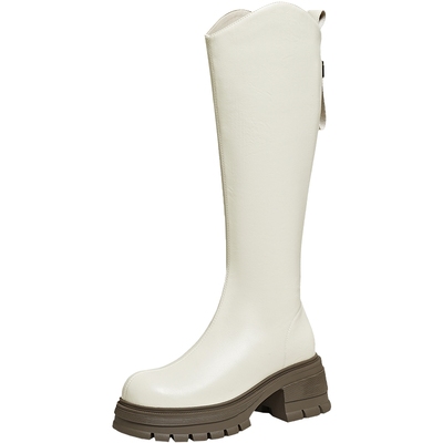 TATA他她长筒靴秋冬新款加绒保暖显高瘦瘦靴长筒骑士靴CKG01DG4