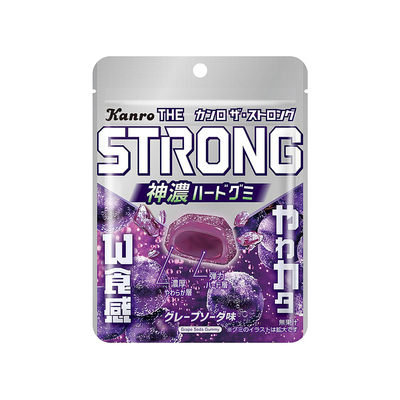 日本限定软糖kanro甘乐STRONG神浓双层高弹力酸沙爆浆汽水葡萄味