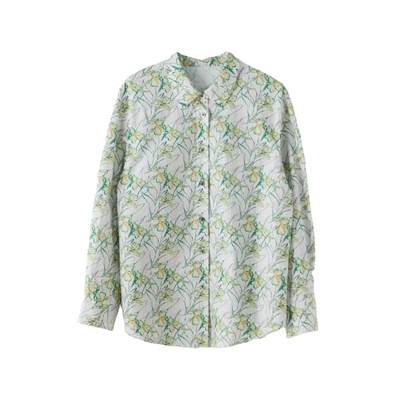 AS春季复古花卉满印长袖衬衫女