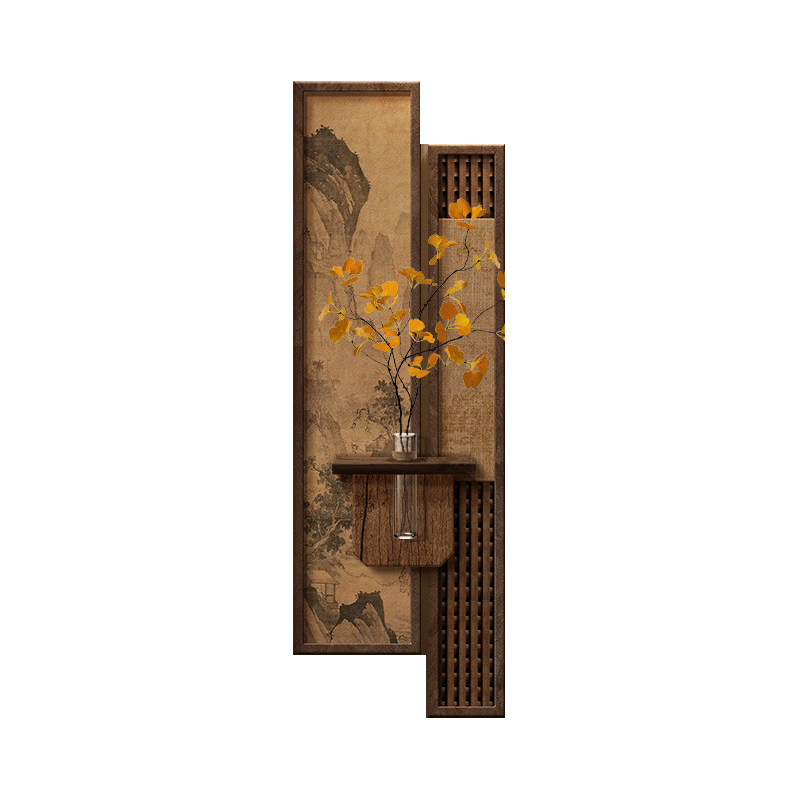 宋代美学玄关装饰画入户门绿植墙面装饰挂画中式书房茶室氛围布置