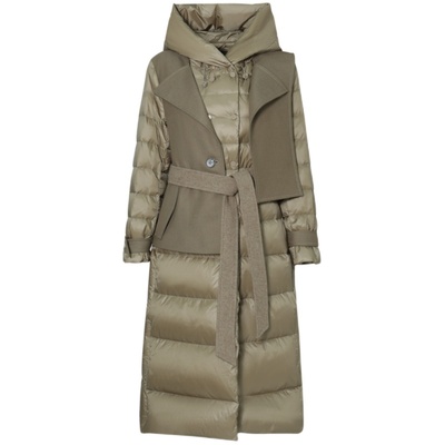 莱芙艾迪儿品牌女装冬季新款白鸭绒连帽长羽绒服外套1W4Y68127