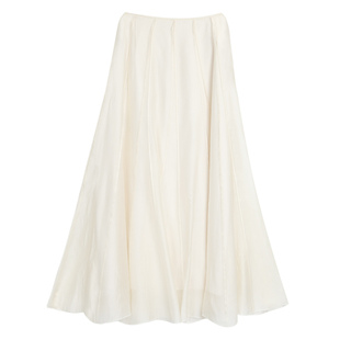 1XTWO 清冷白栀 高腰A字半身裙女气质拼接设计感百褶裙中长款裙子