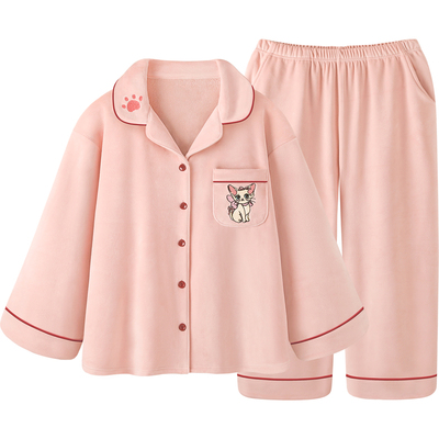 情侣睡衣女冬海岛绒加厚保暖套装