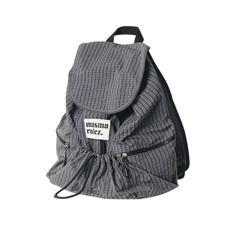 MASMARULEZ正品现货双肩包String flap backpack Check Dark gray
