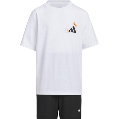 Adidas/阿迪达斯正品2025夏季儿童简约经典图案休闲套装KC8468