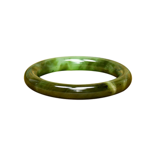 紫润轩和田玉碧玉苹果绿手镯乌兰海老料53MM聚糖俏色肥厚款收藏