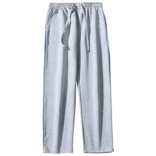 直筒卫裤男冬季垂感重磅灰色休闲长裤百搭运动裤学生宽松阔腿裤子