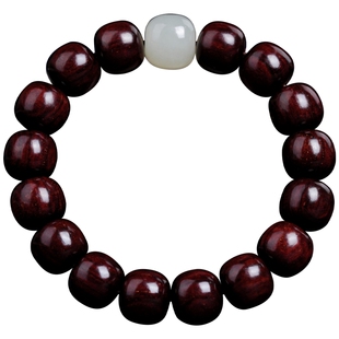 真品印度小叶紫檀手串男士天然檀香木质手链女款佛珠文玩老型桶珠