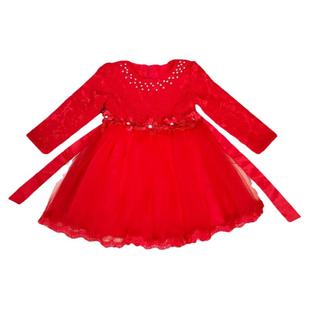 女童白色婚纱连衣裙花童公主裙蓬蓬纱裙子春秋长袖儿童婚礼礼服裙