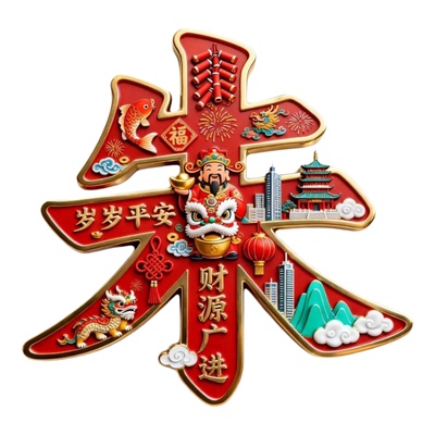 中国风百家姓合金磁吸姓氏冰箱贴