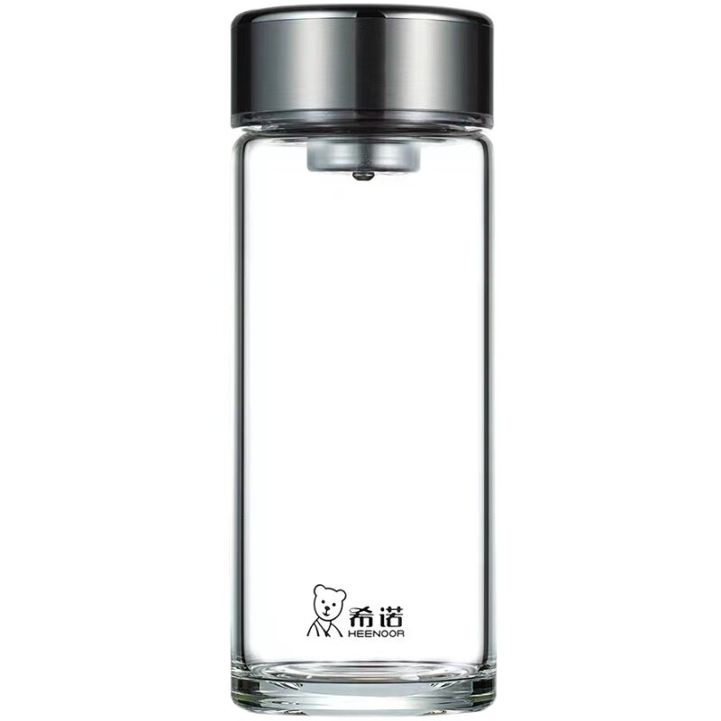 希诺单层玻璃杯男女士时尚便携提环大容量耐热居家出行茶水杯