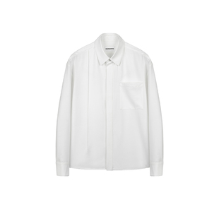 DESERTO 抗皱TR混纺解构基础天然贝母扣翻领纽扣短袖衬衫长袖衬衫