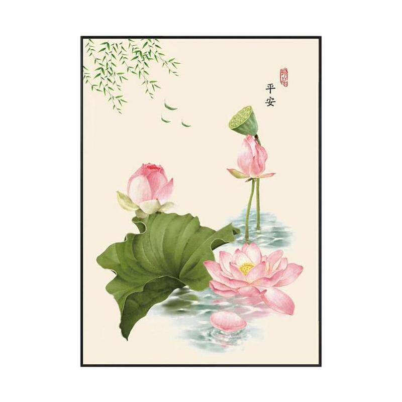 新中式茶室禅意荷花装饰画