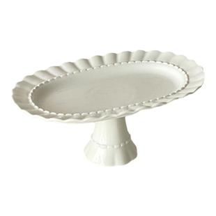 法式陶瓷高脚盘浮雕家用ins风高级感漂亮甜品点心蛋糕盘水果盘子