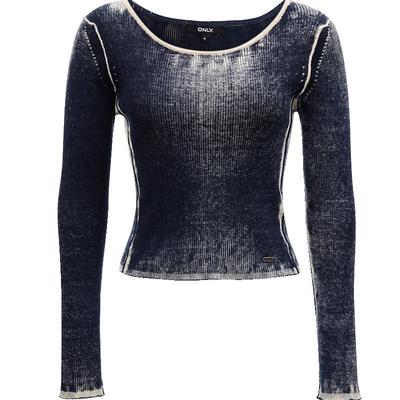 ONLY修身螺纹圆领字母针织衫