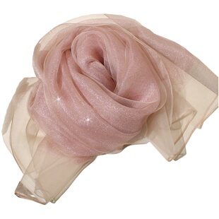 高档酒红色双层礼服旗袍披肩桑蚕丝丝巾真丝围巾长巾女春夏妈妈款