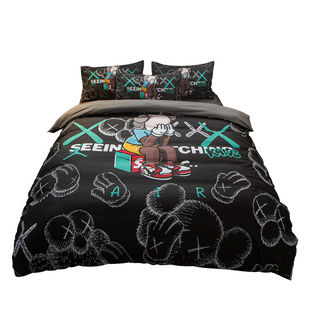 潮牌床单四件套芝麻街被套单人床宿舍床上三件套kaws男生床单床笠