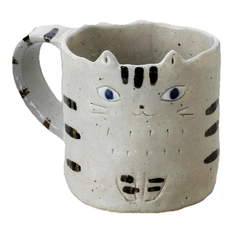 日本进口濑户烧手工粗陶猫咖啡杯