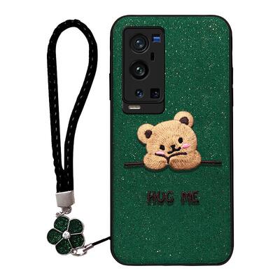 适用华为p50pro手机壳网红熊刺绣