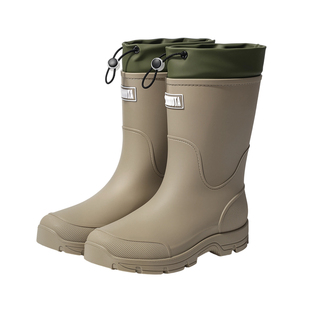 汐鲤中筒雨鞋男款雨靴冬季加绒加厚一体水鞋女厚底防滑钓鱼鞋套鞋