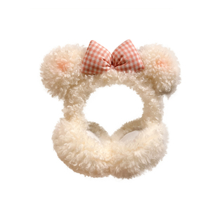 可爱蝴蝶结小熊耳朵羊羔绒耳罩女冬季防寒保暖耳暖耳包耳套耳捂子