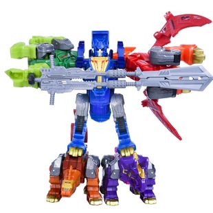 变形恐龙玩具机器人五合体机甲合金版霸王龙钢索男孩生日礼物礼盒