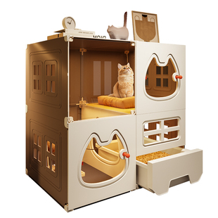 猫别墅带厕所一体室内家用猫窝猫笼子大空间猫咪屋舍小型猫柜空笼