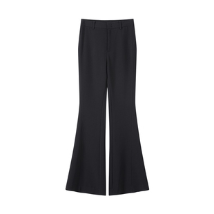 超模小黑裤LILY2025新款高腰弹力修身显瘦微喇裤黑色休闲长裤女