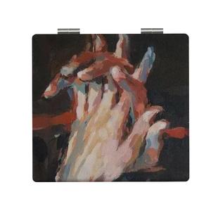 艺术十指相扣学生便携化妆镜子折叠小镜子随身带手持翻盖式补妆女