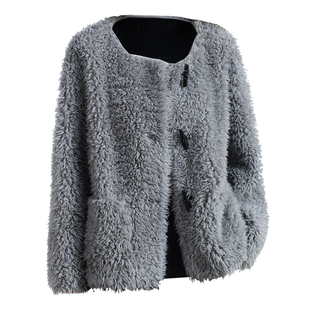 羊剪绒大衣女2025冬新短款小个子大牌海宁长羔羊毛毛颗粒皮草外套