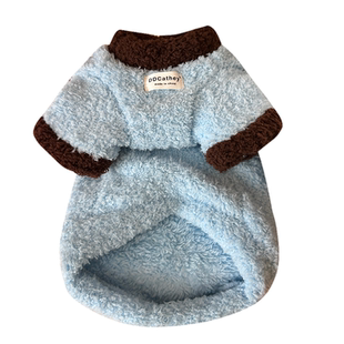 袋袋猫 奶蓝咖啡云朵双面毛绒宠物冬保暖棉衣约克夏德文小狗衣服