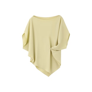 XWI欣未优雅一字领蝙蝠珠光衫2026年夏季可收腰显瘦连袖小衫上衣