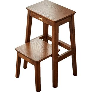 实木梯凳家用折叠梯登高楼梯加厚人字梯凳子梯椅两用小梯子置物架