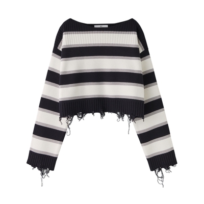 sly甜美日系撞色条纹针织衫毛衣