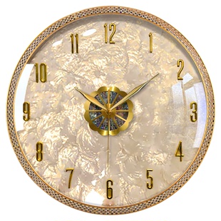 2025新款现代轻奢贝壳静音挂钟客厅挂墙高级感简约大气网红时钟表