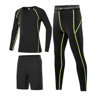 时尚男童羽毛球训练服秋冬速干衣薄绒套装 网球篮球紧身长袖长裤