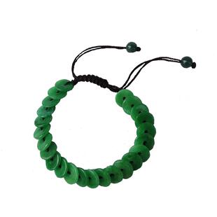 翡翠手链缅甸翡翠干青钱串子手链祖母绿平安扣手链 手编织绳手链