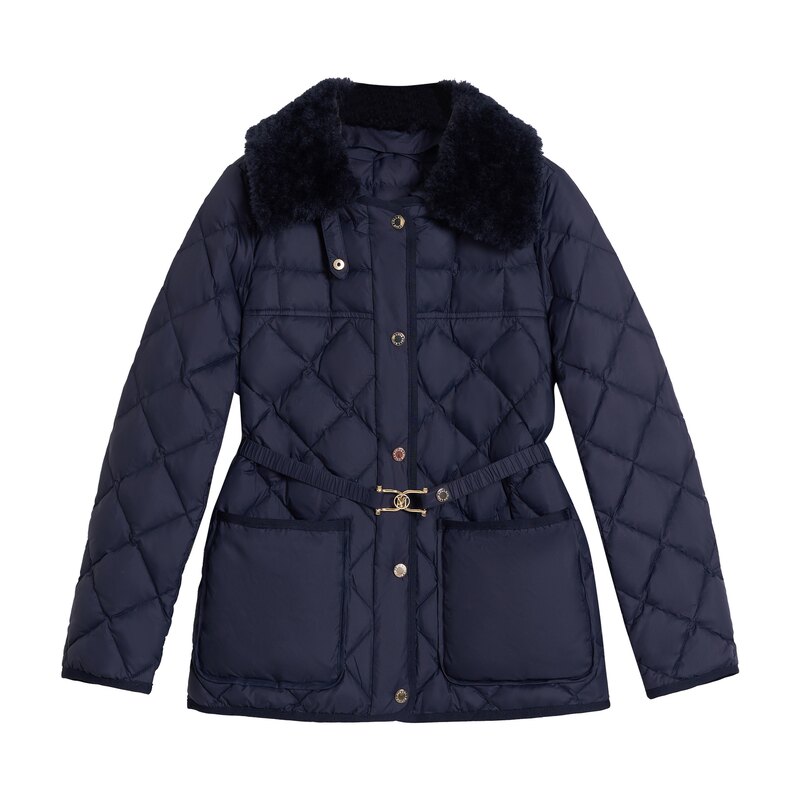 M家90白鹅绒女秋冬菱格羽绒服
