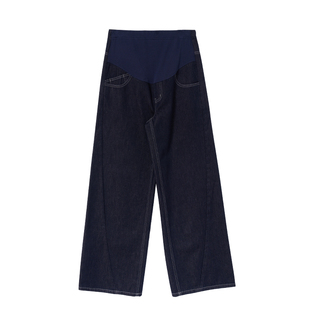 MASANON孕妇牛仔裤春秋外穿2026新款托腹阔腿裤子不勒肚子直筒裤