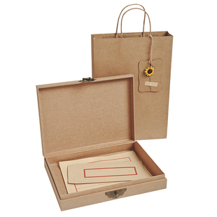 大号复古盒子 个性空白牛皮纸盒怀旧收纳相册茶叶盒子礼品包装盒