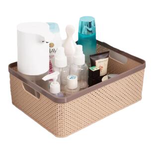 桌面收纳筐零食杂物储物篮衣柜茶几镂空塑料置物盒洗澡厨房浴室篮