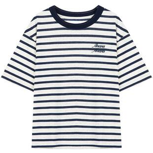 LAGOGO航海系藏青条纹T恤女拉谷谷2025年夏新款宽好看适通勤短袖