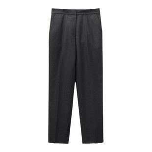 OVV秋冬新款女装法兰绒后腰橡筋脚口开衩套装西服裤子