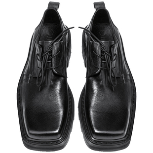 幻象者方头皮鞋男士真皮厚底增高鞋底复古原创德比鞋低帮鞋潮男女