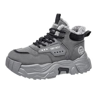 高帮男鞋冬季休闲潮流百搭运动厚底增高老爹鞋加绒加厚保暖雪地靴