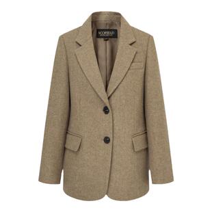 【100%羊毛】Scofield女装干练西装复古棕色保暖外套冬季