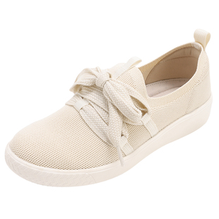 Pansy盼喜日本女鞋轻便百搭舒适透气一脚蹬飞织休闲鞋春季新款