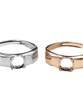 银男戒空托925银镀18k戒指空托